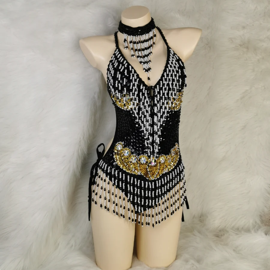 Fringe Sequin Rave Festival Bodysuit for Women