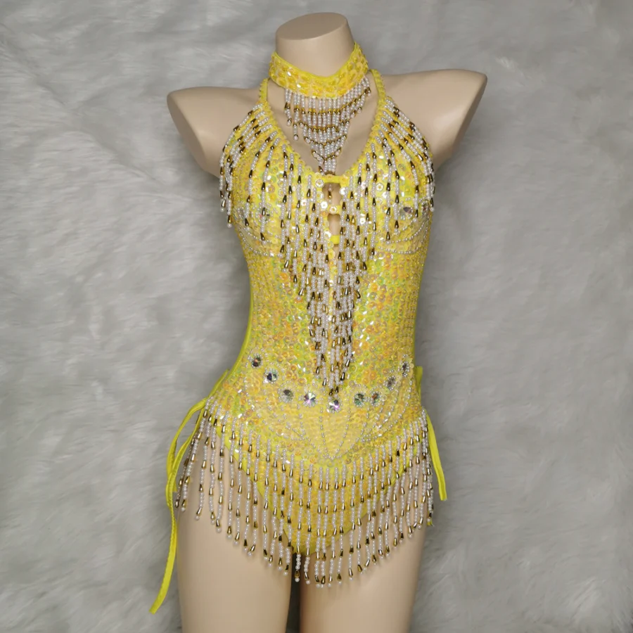 Fringe Sequin Rave Festival Bodysuit for Women