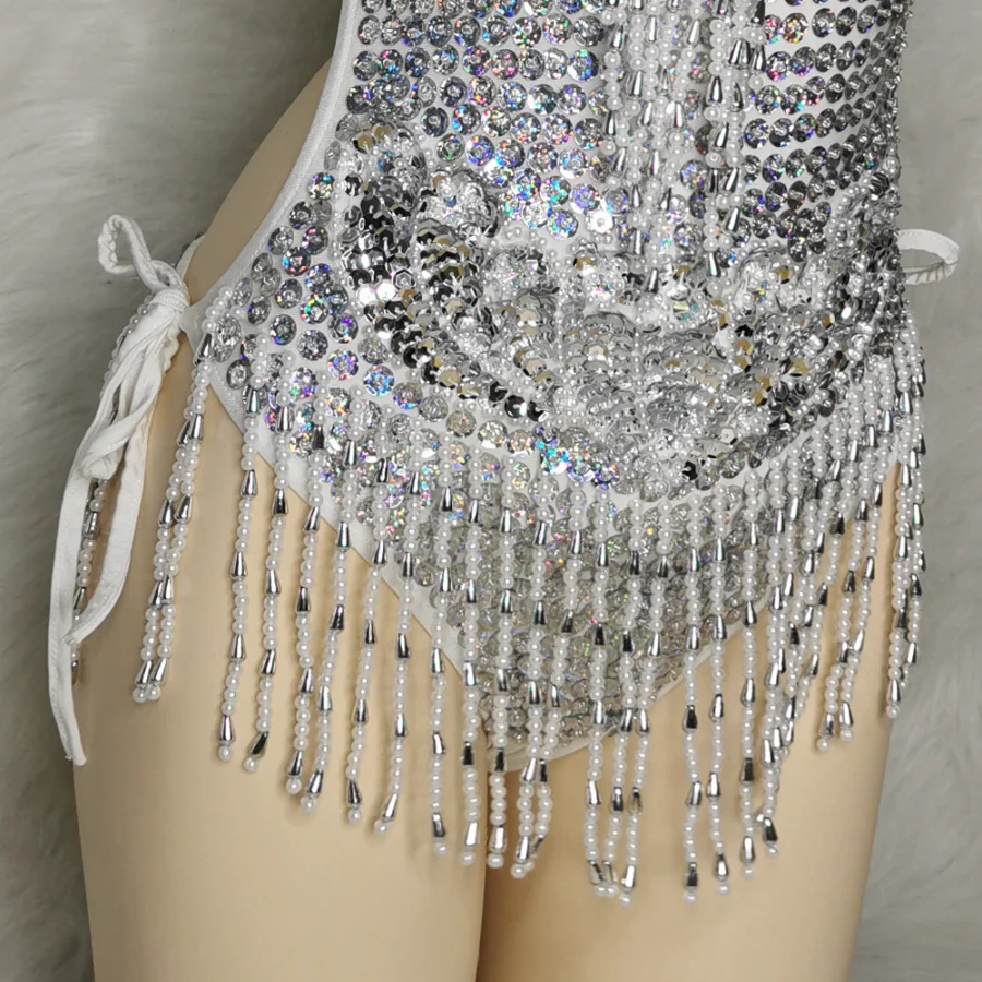 Fringe Sequin Rave Festival Bodysuit for Women