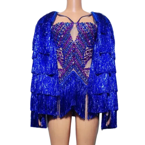 Rhinestone Fringe Sequin Nightclub Jumpsuit for Women
