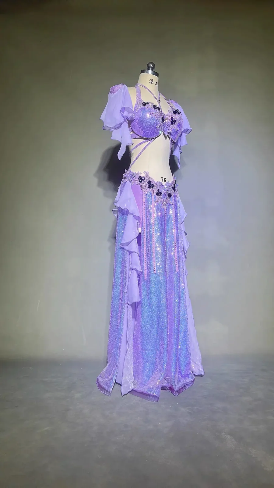 Competition Rhinestone Embroidered Belly Dance Costume for Women