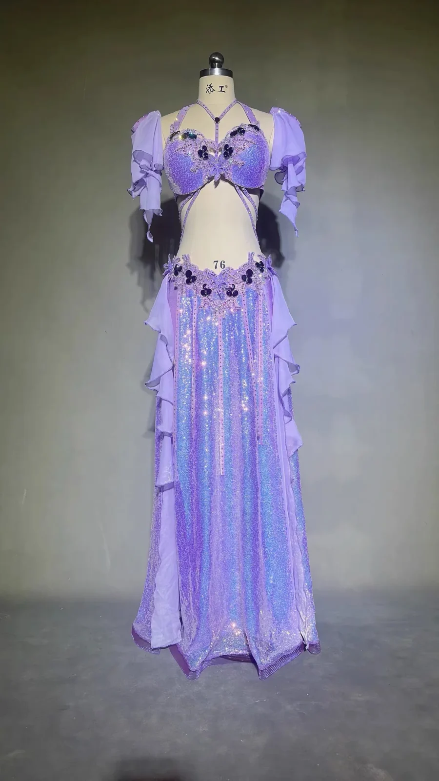 Competition Rhinestone Embroidered Belly Dance Costume for Women