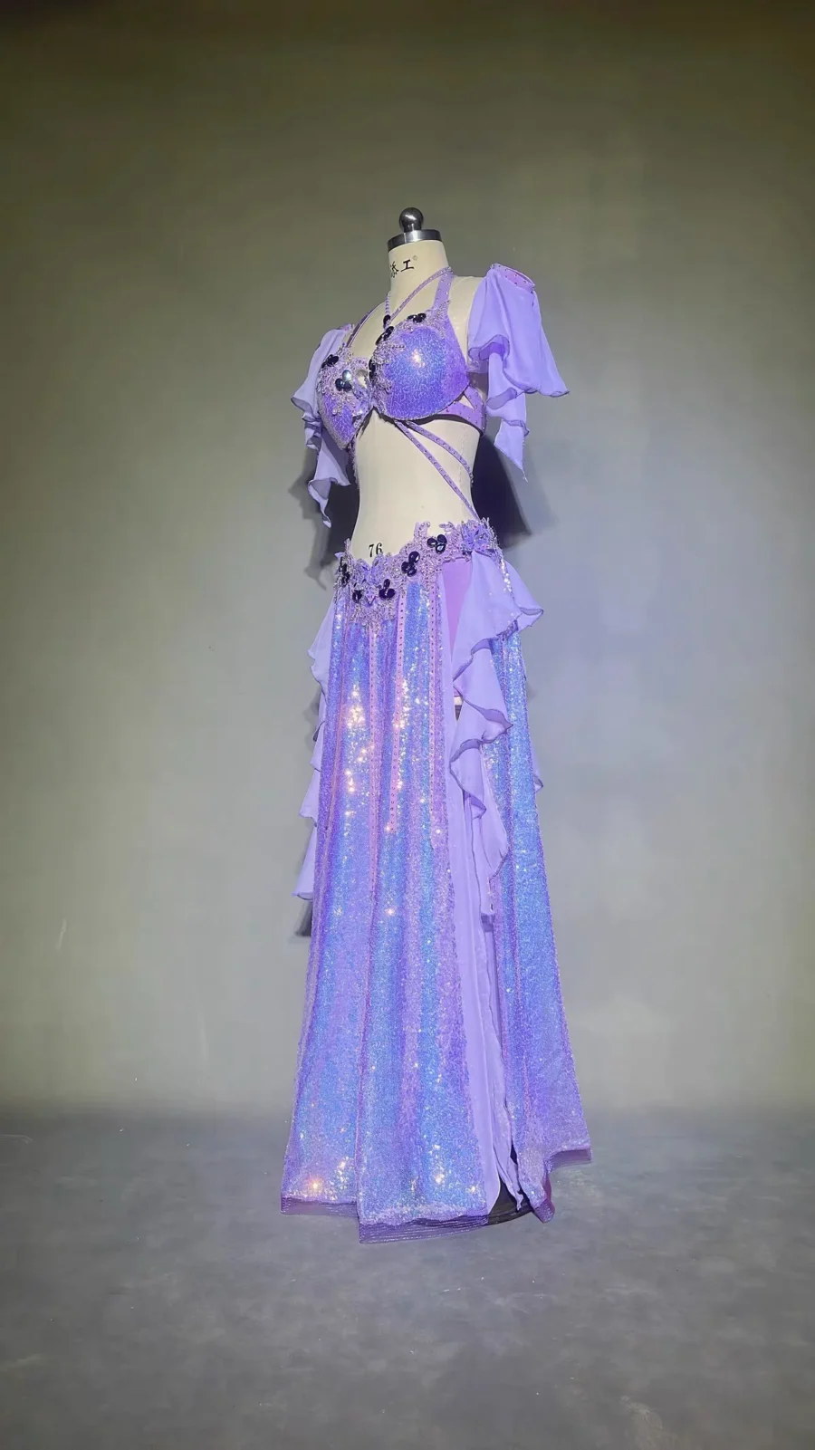 Competition Rhinestone Embroidered Belly Dance Costume for Women