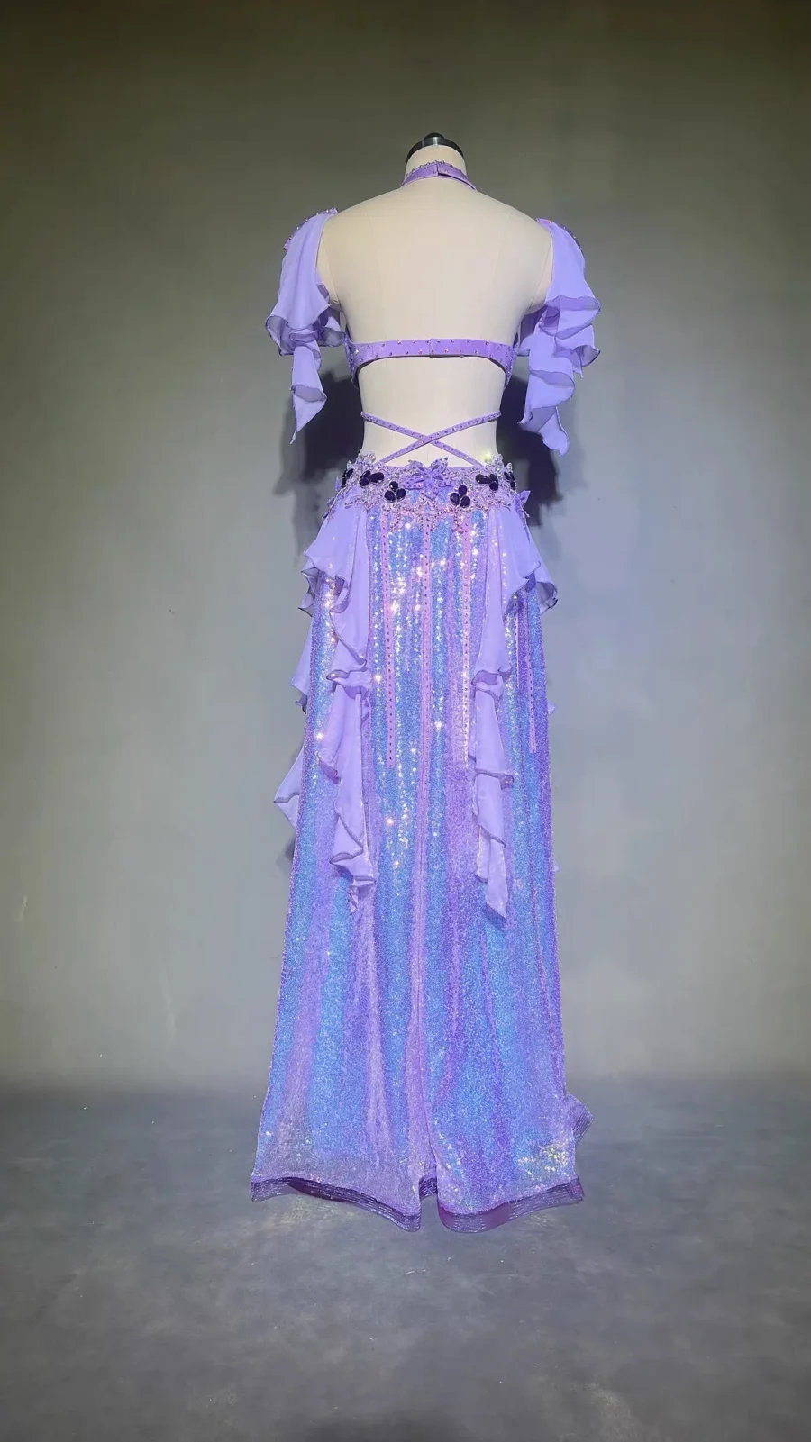 Competition Rhinestone Embroidered Belly Dance Costume for Women
